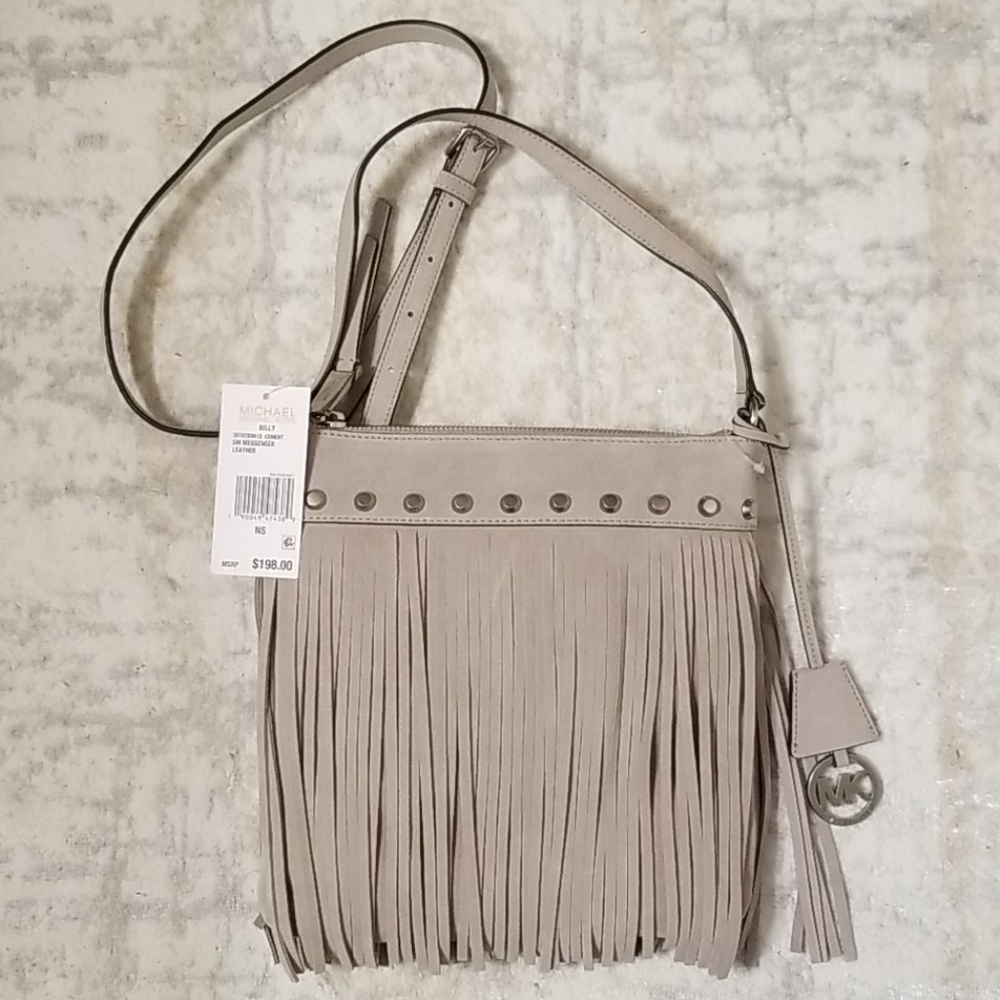 Light grey suede Michael Kors messenger bag